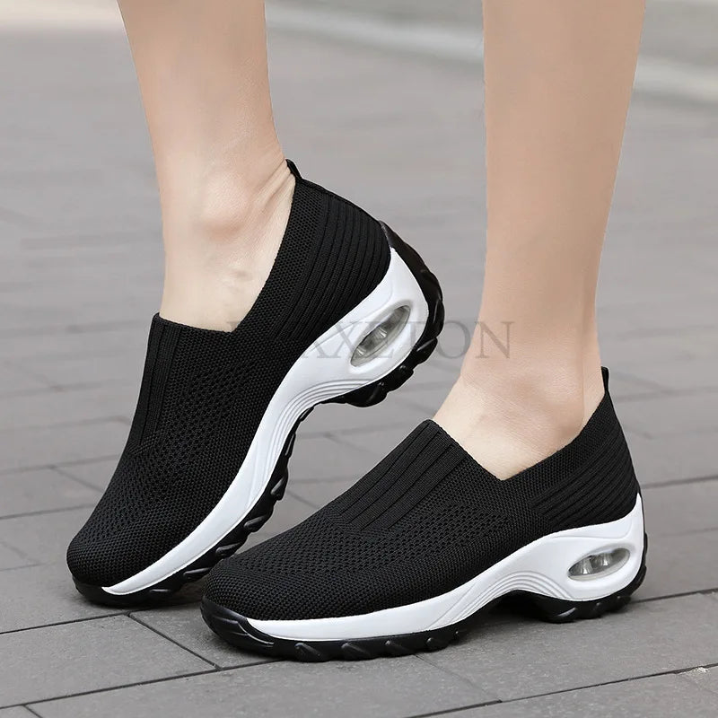 Slip-On Women Walking Shoes Orthopedic Diabetic Ladies Platform Mules Mesh Lightweight Slippers Wedge Female Sneaker