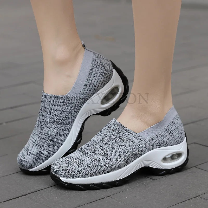 Slip-On Women Walking Shoes Orthopedic Diabetic Ladies Platform Mules Mesh Lightweight Slippers Wedge Female Sneaker